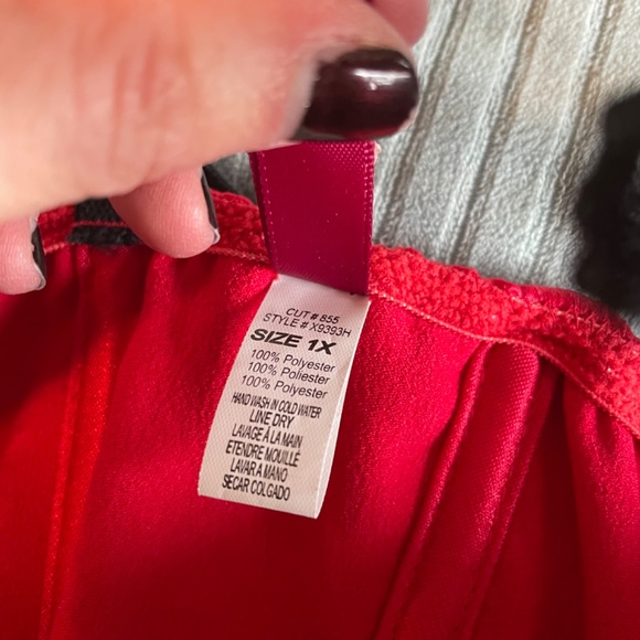 Red black satin lace corset lingerie top - Picture 6 of 6